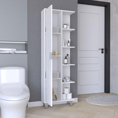 Priam Linen 63-inch High Bathroom Cabinet Storage Cabinet with Four Open Shelves