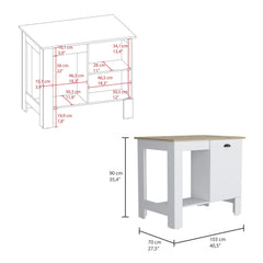 Hera Kitchen Island, Single Door Cabinet, Shelf White / Macadamia
