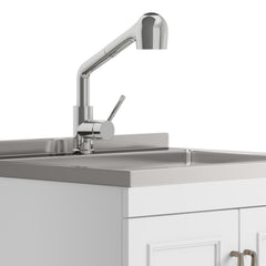 Asgard - 24" Laundry Cabinet with Faucet and Stainless Steel Sink - White