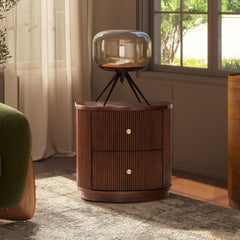 Chronos 24" 2-Drawer Storage Side Table, Dark Walnut Beech Wood