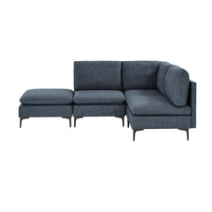 Linen Upholstered Modular Sectional with Metal Legs
