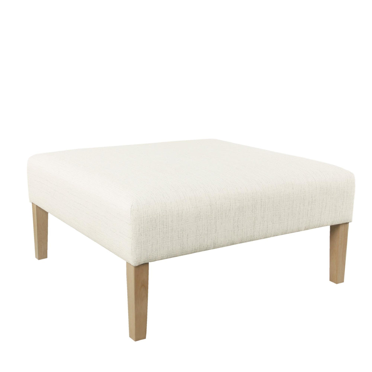 Helen Square Coffee Table Ottoman, Brown Wood, Cream Polyester 36 Inch