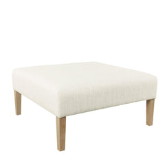 Helen Square Coffee Table Ottoman, Brown Wood, Cream Polyester 36 Inch