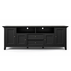 Atlas 72 inch Wide Solid Wood TV Stand in Black For TVs up to 80 inches