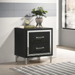 Vault Black 2-drawer Nightstand Bedside Table