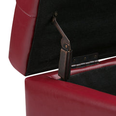 Gallery 34 inch Wide Storage Ottoman in Red Vegan Leather