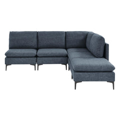 Linen Upholstered Modular Sectional with Metal Legs