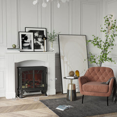 Modern Fireplace Mantel, Surround Mantels for Fireplace with Decorative Pattern Interior Width 29" White