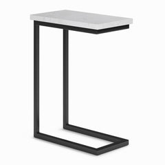 Orion C Side Table with Genuine Marble Top in White/Black