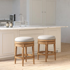 26"H Counter-Height Backless Swivel Bar Stool, Weathered Natural, 1PC
