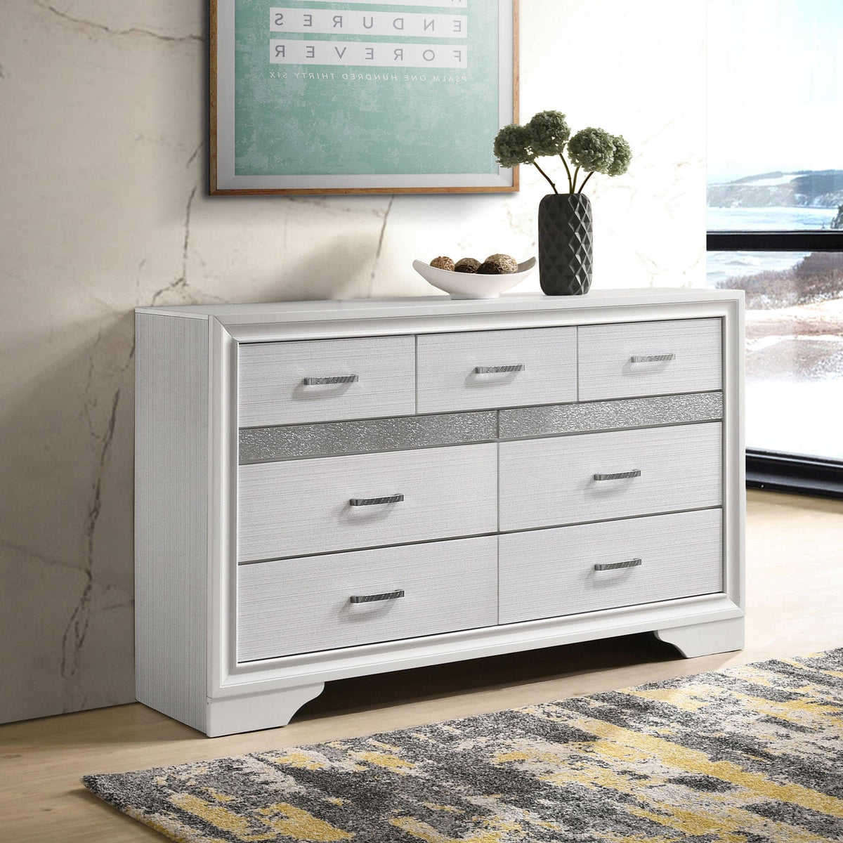 Pulsar White 9-drawer Dresser