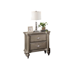Luxury Classic Antique Silver / Champagne Finish 1pc Nightstand Storage Space Bedside Table Bedroom Furniture