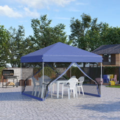 10' x 10' Pop Up Canopy Tent, Tents for Parties with Wheeled Carry Bag, Screen House Room, Height Adjustable Portable Gazebo, for Outdoor, Garden, Patio, Blue