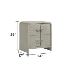 Lyric Modern 2-Drawer Nightstand with Textured Front, Metal handles and Ball Bearing Glide System in Beige