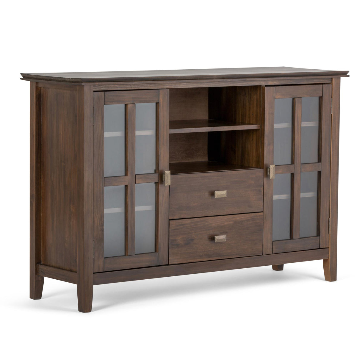 Demeter 53 inch Wide Solid Wood Tall TV Stand in Natural Aged Brown For TVs up to 60 inches
