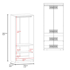Vertex Armoire Double Doors, Hanging Rod And Interior Shelves, Freestanding Modern Wardrobe, Black