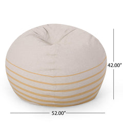 Hector 5 Foot Rounded Bean Bag, Natural Color / Striped Yellow