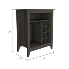 Halo Bar Cabinet, One Open Shelf, Six Built-in Wine Rack, One Drawer -Espresso