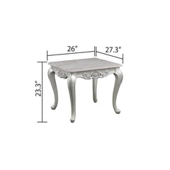 Olympus Traditional Style End Table Made with wood in Silver Finish