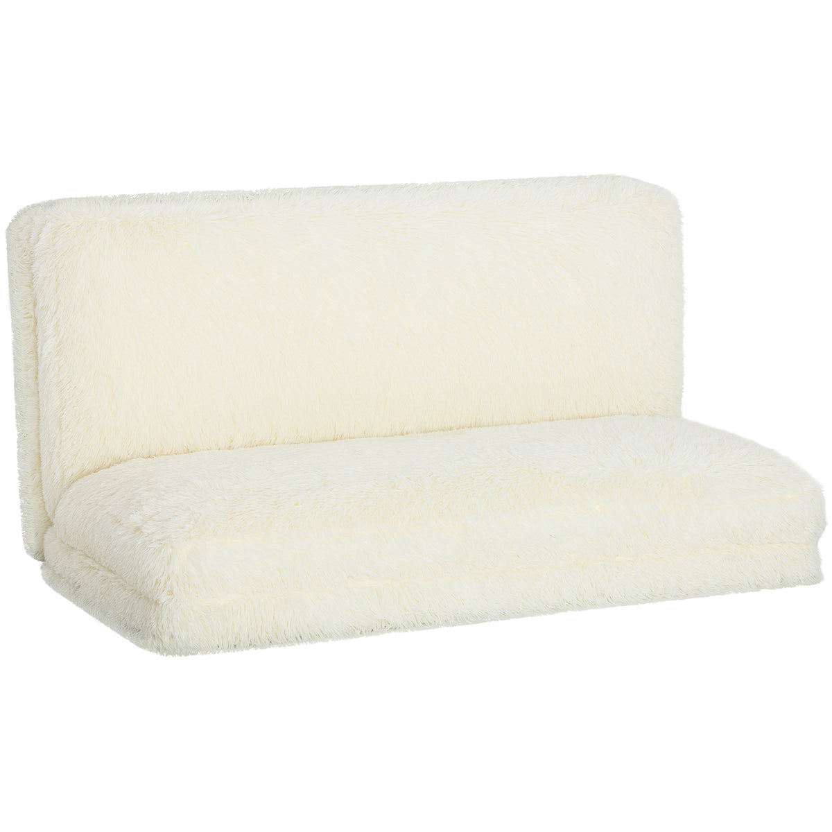 Bean Bag Floor Sofa Bed, Contemporary Plush Wide Folding Floor Mattress, Foam Filling Wall Couch Sleeper, Cream White