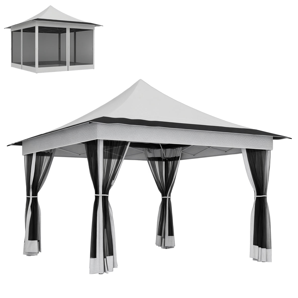 12 x 12 ft. Canopy Tent with Mesh Netting, UPF50+ Pop Up Tent with Carry Bag for Garden, Patio, Light Gray