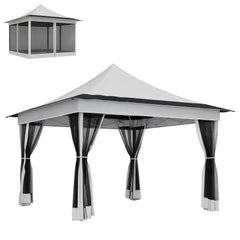 12 x 12 ft. Canopy Tent with Mesh Netting, UPF50+ Pop Up Tent with Carry Bag for Garden, Patio, Light Gray