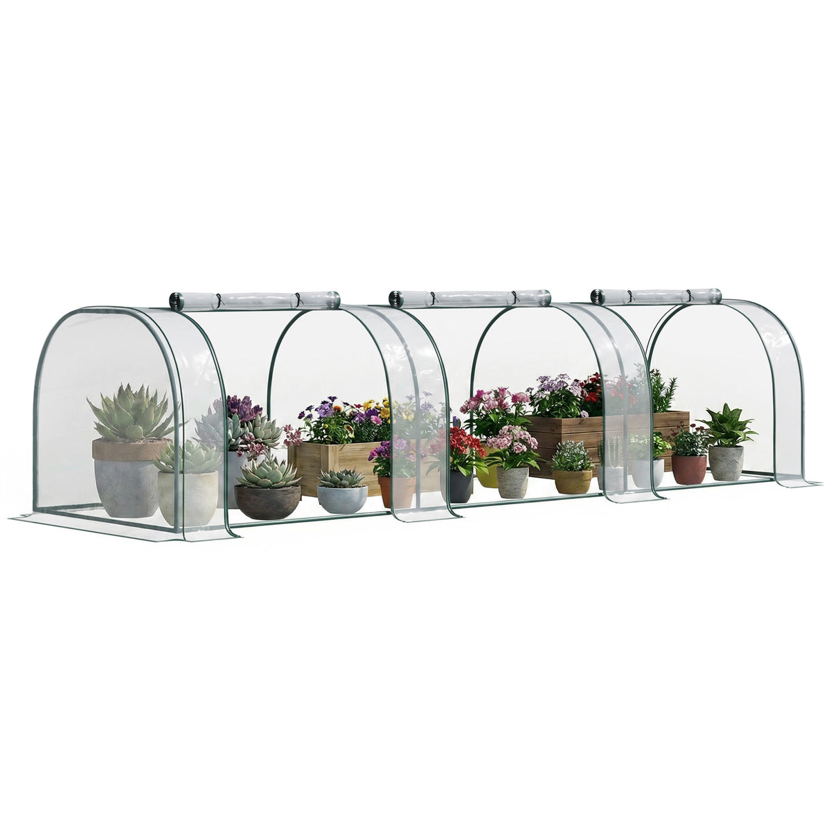 11.5' L x 3.25' W x 2.5' H Plastic Metal Tunnel Garden Greenhouse Kit