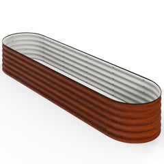 7.9' x 2' x 1.4' Galvanized Raised Garden Bed Kit, Metal Planter Box with Safety Edging, Brown