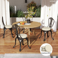 Patio Chair Cushions Set of 4 Round Seat Cushions for Dining Bistro Chairs Machine Washable, 15" x 15" x 3", Cream White
