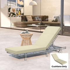 Chaise Lounge Cushion, 4" Thick Outdoor Lounge Chair Cushions with Ties for Patio, 26" x 80 ", Cream White
