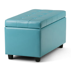 Gallery 34 inch Wide Storage Ottoman in Soft Blue Vegan Leather
