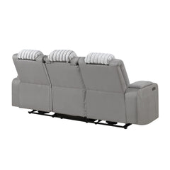 Epic Grey Power Reclining Sofa with Power Headrest, LED and Drop Down Table with reading Light