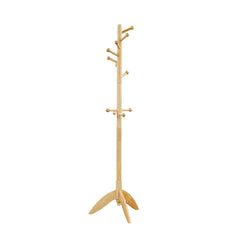 Natural Finish Coat Rack Solid Wood, 11 Hooks Coat Hanger Stand Entryway Home Furniture 1pc