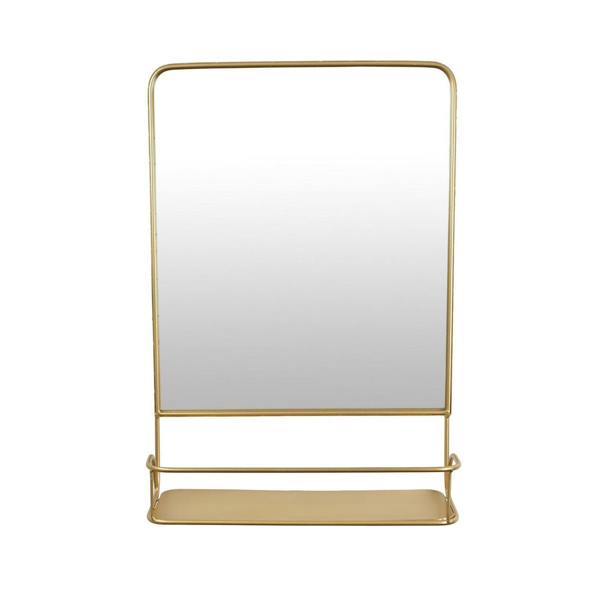 Sonata Wall Mirror Decoration with Shelf, 17 x 24, Gold Metal