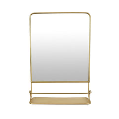 Sonata Wall Mirror Decoration with Shelf, 17 x 24, Gold Metal