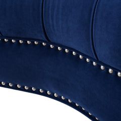 Harmony Rosa Victorian Tufted Upholstered Accent Chair, Navy Blue Velvet
