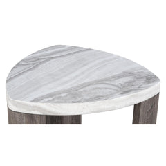 Contemporary Style Triangle End Table Marble Pattern Space Saving Design Primary Living Room