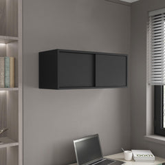 Wall Cabinet 13" H, 2 Sliding doors, 1 Shelf, Black