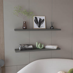 Hercules 47" Wide Floating Shelves Set of 2, Shelves for Wall Decor for Bedroom, Bathroom Storage Shelves, Book Shelves for Living Room Matt Gray