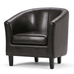 Aria 30 inch Wide Tub Chair in Brown Vegan Leather