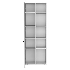 CASSANDRA E-SHOP Cary 67" H Kitchen Storage Cabinet With One Door, Five Interior Shelves and Five Exterior Shelves,White