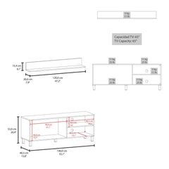 Hercules Tv Stand Two Doors, Open Shelves And Spacious Top Surface, Modern Entertainment Unit, White