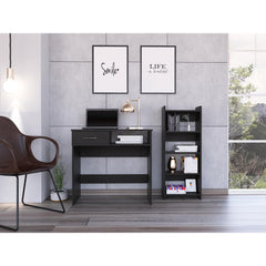 Archive Home Office Set, Single Drawer, Keyboard Tray,Bookcase -Black