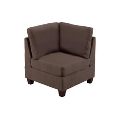 Living Room Furniture Corner Wedge Black Coffee Linen Like Fabric 1pc Cushion Wedge Sofa Wooden Legs