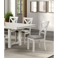 Rustic White Oak Farmhouse 2pcs Dining Chairs Cross Back Wooden Cushion Seat Kitchen Dining Room Furniture