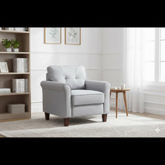 Light Grey Accent Chair, Arm Chair, Upholstered Single Sofa Chair for Living Room Bedroom