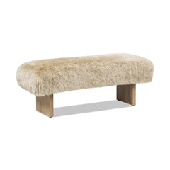 Meteor 49" Sheepskin Fur Rectangular Accent Bench, Natural Blonde Genuine Fur