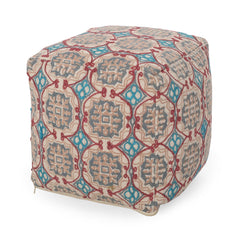 Earth Handcrafted Fabric Pouf, Multicolored