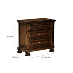 Classic Wooden Night Stand with 2 Drawers Brown