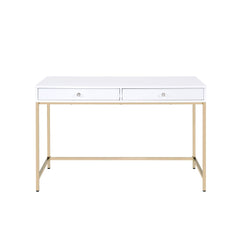Astyanax White High Gloss & Gold Finish Writing Desk